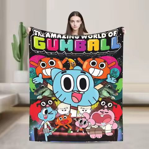 The Amazing World Of Gumballs Blanket Picnic Flannel Throw Blanket For Couch Bed Warm Soft Design Qu