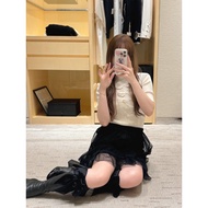 FY1T CHA - Autumn 2025 Embossed Jacquard Bow Knit Half Sleeve Top for Girls