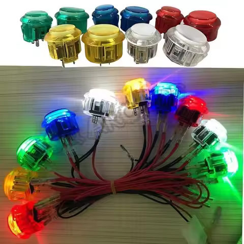 5pcs Arcade Push Button Snap 24mm 30mm Transparent Switch Buttons LED Lighting 5V 12V for DIY Raspbe