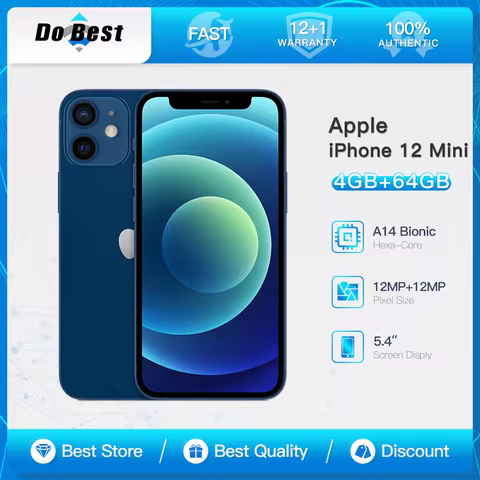 Original Used unlock Apple iPhone 12 mini 5G Hexa-core A14 IOS 64/128/256GB ROM 12MP Face ID NFC Sma