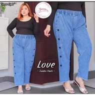 BAGGY JEANS PANTS EMBROIDERED LOVE/ KOREAN WOMEN'S JEANS PANTS BAGGY JEANS JUMBO EMBROIDERED LOVE XL