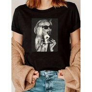 1Pc Lady Gaga Graphic T-Shirt - Black & White Photo Print Bold 2025 Singapore Concert Lettering Casu