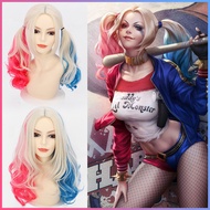 Ladies Halloween Suicide Squad Joker cosplay Harley Quinn Wig Female Big Wave Middle Long Curly Hair