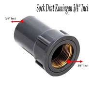 LIE1301 - Sock Threaded In SDD Aw 3/ 4" inch Brass Metal Insert Brass PVC SOVA Taiwan Straight Socke