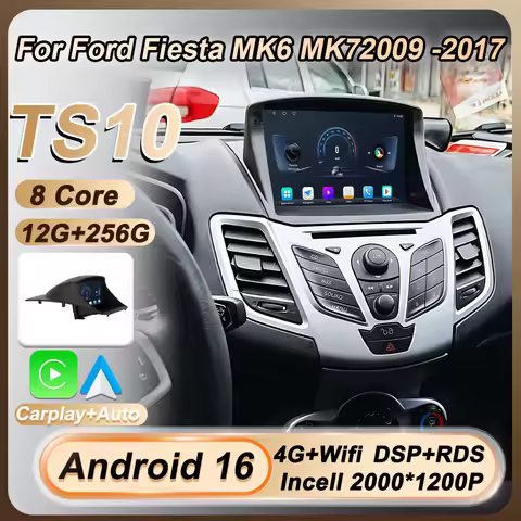 Wireless CarPlay Car Radio Stereo 8core For Ford Fiesta MK6 MK7 2009 -2017 Android 16 GPS Touch Scre