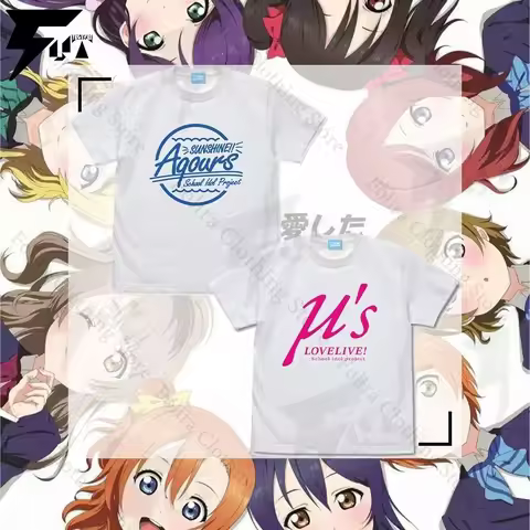 Love Live! Sunshine!! Aqours Liella! μ's Print T-shirt Cotton Summer Tops Short Sleeve Tee for Men W