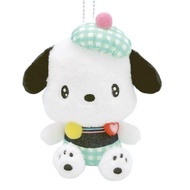 Nakajima Corporation Sanrio Characters Gingham Denim Pochacco Mascot 210913-25 H14.5 x W13 x D8.5cm
