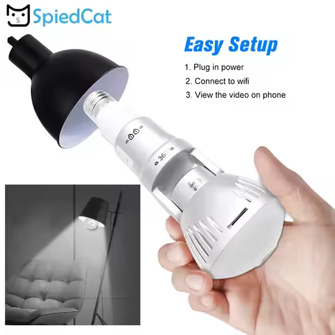 360 Degree Panoramic Fisheye IP 2MP WiFi Wireless Night Vision Mini E27 Smart Bulb Camera for Home B