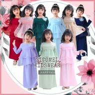 [2 -7Y] Baju Kurung Peplum Budak Perempuan HappyKids Baju Raya Baby Kids Moden Kebaya Kanak2 Lace Mint Green Navy Maroon