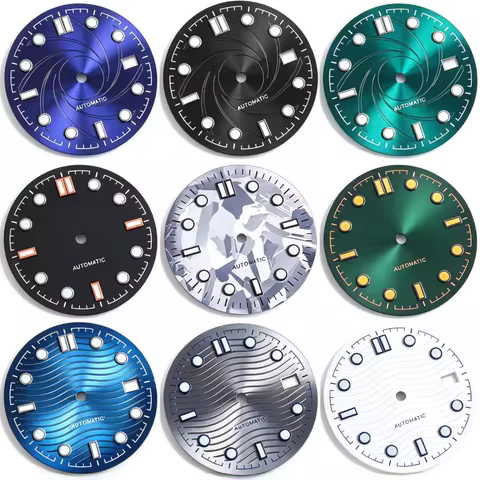 31mm NH35 Wave Vortex Embossed Texture Watch Dial No Logo For Seiko Seamaster NH35 4R35 Automatic Mo