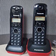二手 Used 子母機 Panasonic 樂聲 KX-TG1612HK DECT 數碼室內 無線電話 红黑色 (包括全新AAA充電池共4粒）
