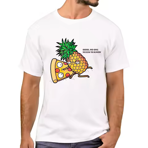 TEEHUB Pizza And Pineapple No One Needs To Know Printed Men T-Shirt Forbidden Love T Shirts Short Sl