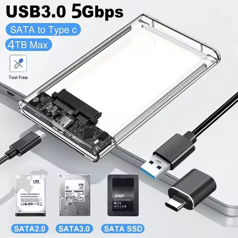 USB 3.0/USB 3.1 HDD Enclosure 2.5inch SATA SSD Hard Drive Case with 5Gbps Transfer Speed Mobile Exte
