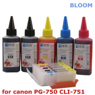 For CANON MG5470 MG6470 MX727 MX927 Ip7270 IX6770 MG5570 IX6870 printer PGI-750 refillable ink cartr