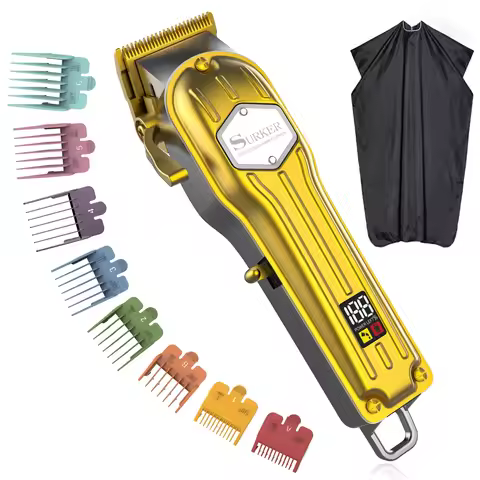 Surker 2025 Gold Trimmer for Men Barber Shop Hair Clipper Razor Beard Haircut Machine Electric Shave