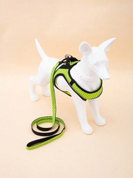適用於中小型犬，例如柴犬，柯基等，具有防爆胸帶，LED牽引繩和防丟失設計的3D立體狗控背心
