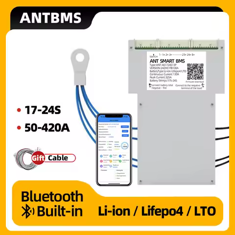 ANT SMART BMS 17S 18S 19S 20S 21S 22S 23S 24S Li-Ion LiFePo4 LTO Battery Ebike 50A 100A 170A 220A 34