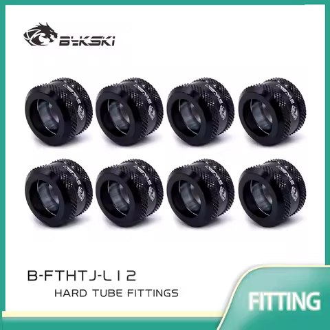 Bykski 4/6/8pcs OD12MM 14MM 16MM, Hard Pipe Fittings, PETG Tube Hand Compression, Black, White,Gold 