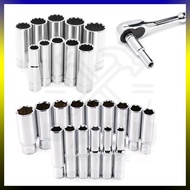 1/2" Inch CR-V Deep Long Box Socket 6 Point Heavy Duty for Ratchet Socket Torque Wrench Impact Drive