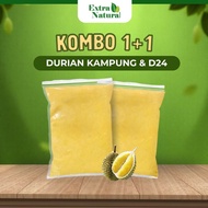 [KOMBO 1+1] Frozen Durian Kampung Paste 1kg + Frozen Durian D24 Paste 1kg | Tanpa Gula Tambahan | Ex