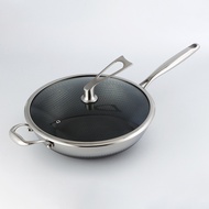 [FREE SHIPPING]316Double-Sided Pattern Wok Customizationlogo 316Stainless Steel Wok Pan Non-Stick Pan Induction Cooker