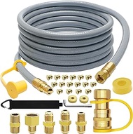 GardenNow 18FT 3/8" ID Natural Gas Hose, Low Pressure LPG Hose with Quick Connect, for Weber, Char-Broil, Pizza Oven, Patio Heater and More NG Appliance Propane to Natural Gas Conversion Kit