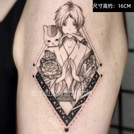 Natsume's Book of Friends Anime Takashi Natsume Cat Teacher Flower Arm Black and White Tattoo Tattoo