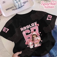 Kitten Cartoon Printed Short-sleeved T-shirt 67 Digital Casual Girls Games Daily Wear Loose