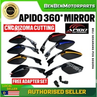 APIDO Universal QX1235 Side Mirror CNC Cermin Sisi Alloy Carbon  Yamaha Y15 Y16 NVX LC135 RS150 EX5 