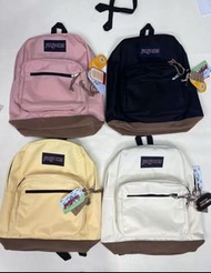 👏JanSport 傑斯伯 拼接大容量 中號 雙肩背包書包 黑色 杏仁白 奶黃色 蜜蠟粉 男女同款
