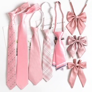 Pink Tie Female Preppy Style jk Japanese Lazy Free Shirt Decoration Pink Bow Tie Clothes Accessories