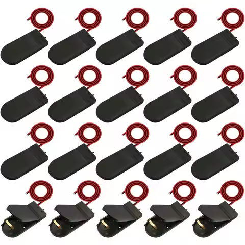 20PCS Single Slot CR2032 CR 2032 Button Coin Cell Battery Holder Case Cover with ON-OFF Switch Leads