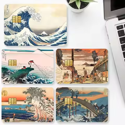 Art K-Katsushika Hokusai Credit Card 4PCS Anti-scratch Waterproof Stickers for Bank Debit Decorative