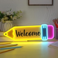 Retisee Pencil LED Neon Signs Back to School Wall Decoration 17 x 6 Inches for Back to School Classr
