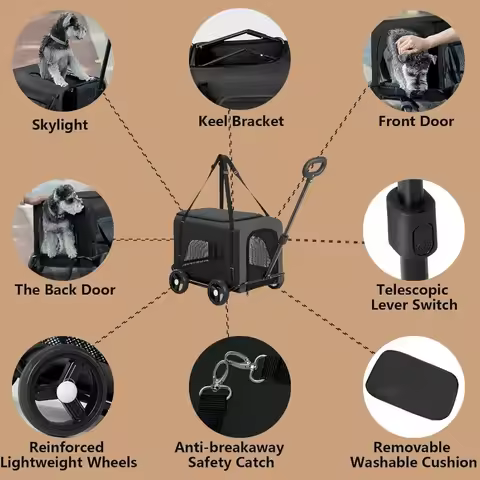 Pet Stroller for Small Dogs,Foldable Dog Stroller,Pet Carrier for Small Pets Dogs and Cats,Breathabl