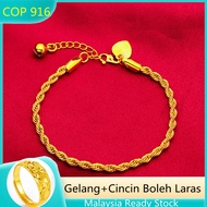 Emas Cop 916 Gelang Tangan Lelaki Gelang Tangan Perempuan Viral Bracelet for Women Bracelet Men Gold