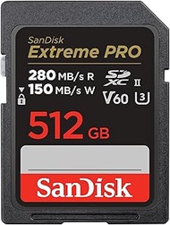 SanDisk 512GB Extreme PRO SDXC UHS-II Memory Card - C10, U3, V60, 6K, 4K UHD, SD Card - SDSDXEP-512G-GN4IN