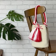 哥倫比亞製 手提包 Wayuu 編織手工包 紅白織