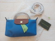 全新Longchamp Le Pliage Cuir Mini手提包Outlet，鈷藍色，包順豐