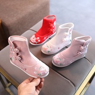 [Jinxin Embroidered Embroidered Shoes 2] Spring Autumn Girls Hanfu Shoes Short Boots Children Embroidered Shoes Old Beijing Cloth Shoes Famous Ethnic Style Performance Shoes Dance Shoes A10
