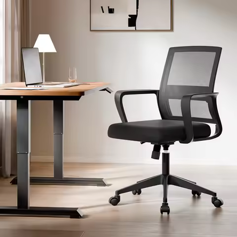 SUKIDA Mesh Office Chair, Ergonomic Desk Chair with Upholstery, Executive Chair with Armrests,Height