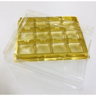 PVC 12 Cavity with cover (Gold) Tart box/Kotak Tart/Cheese Tart/Mochi/Dessert/Moon Cake/12 Compartme