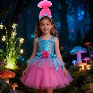Trolls Tutu Dress Girls Halloween Carnival Party Clothes Girls Dreaming Costume Kids Fancy Fairy Tal