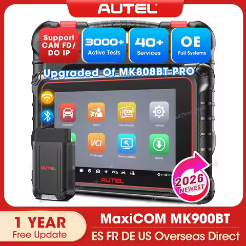 Autel MaxiCOM MK900BT Car Diagnostic Tool 8-Inch OBD2 BiDirectional Scanner 40+ Service CANFD DOIP U