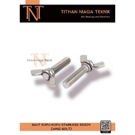 Butterfly bolt M6x20 thread 1.0 wing bolt stainless SS304 M6 x 20 mm or 2 cm ear bolt M6x1.5x20 mm