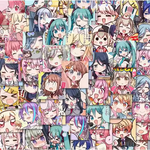 10/63Pcs Anime Game World Project Cartoon Avatar Stickers Kawaii Graffiti Decals Laptop Notebook Sui