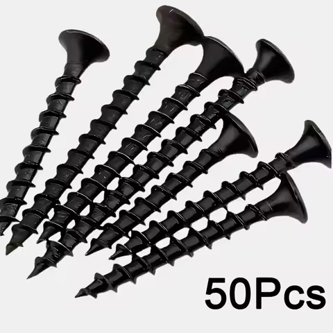 50pcs Black High Strength M3.5 Thick Dry Wall Nails Cross Countersunk Gypsum Board Nails Steel Woodw