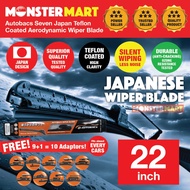 Autobacs Seven Japan Teflon Coated Aerodynamic Wiper Blade w 10 Adaptors 23 inch