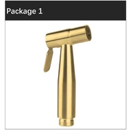 YQ4 Stainless steel Gold color Toilet Bidet Spray gun shower head Sprayer set Douche protable T valve self cleaning Kit