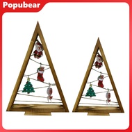 Woeuri Festive Christmas Tree Decorative Christmas Tree Rustic Wooden Christmas Tree Ornament with L